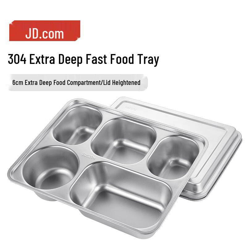 

JZAO 304 Stainless Steel 5-Compartment Lunch Tray