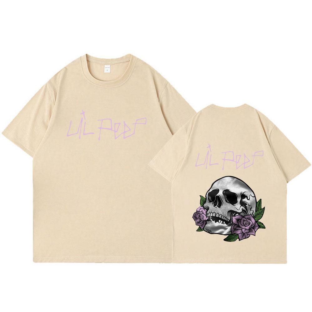 Rapper Lil Peep Cry Baby Skeleton Tshirt Unisex Women Clothing Fashion Vintage Hip Hop Oversized Tshirts Gothic Harajuku T Shirt