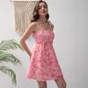 2026 European and American summer new three-dimensional rose embroidery temperament sweet suspender strap bow dress skirt women