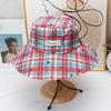 Wide Brim Women Sun Hat Sun Protection Sunscreen Bucket Hat Portable Plaid Fisherman Hat  Summer