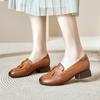 Fashion Women Pumps High Quality Black Genuine Leather Office High Heel Shoes Lady Fashion Round Toe Spring Autumn Casual Single Shoes