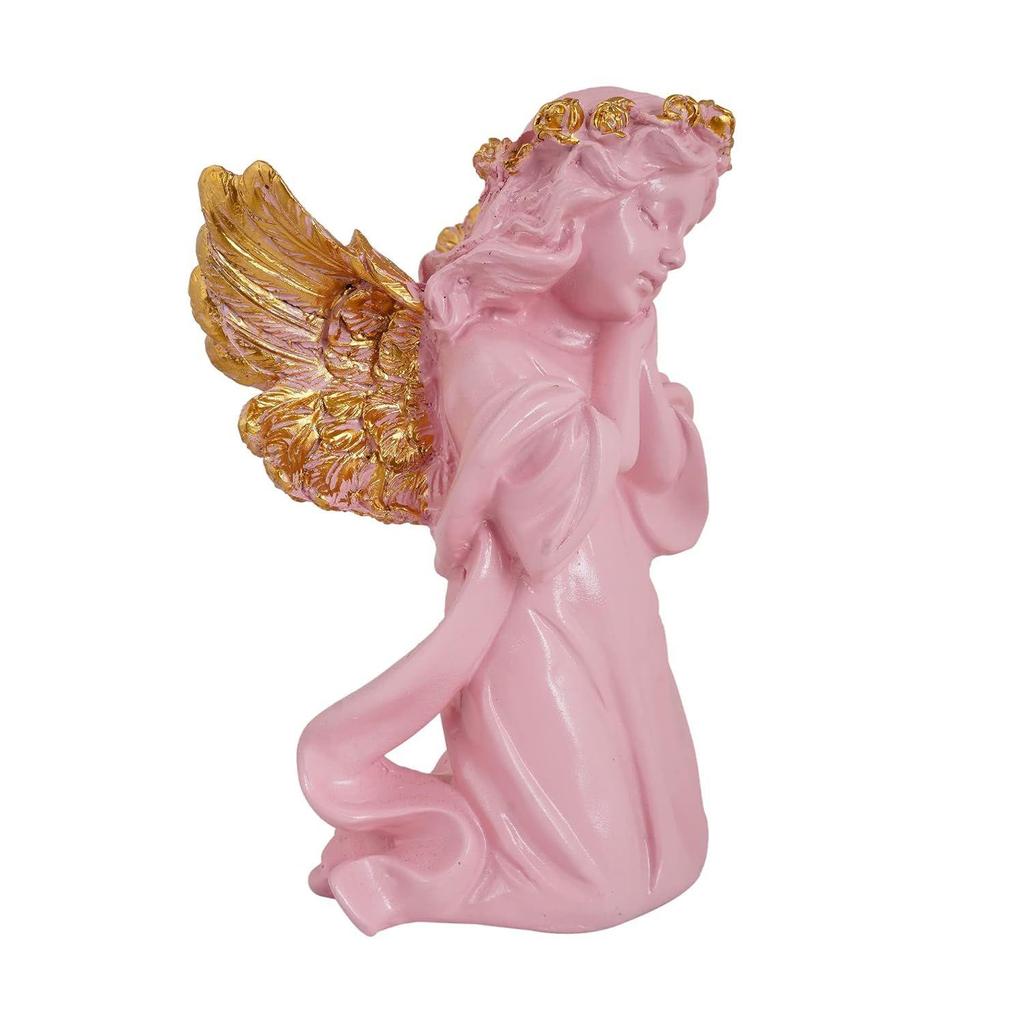 Angel Girl Showpiece for Home Decor | Winged Fairy Statue for Shelves | Pink SG