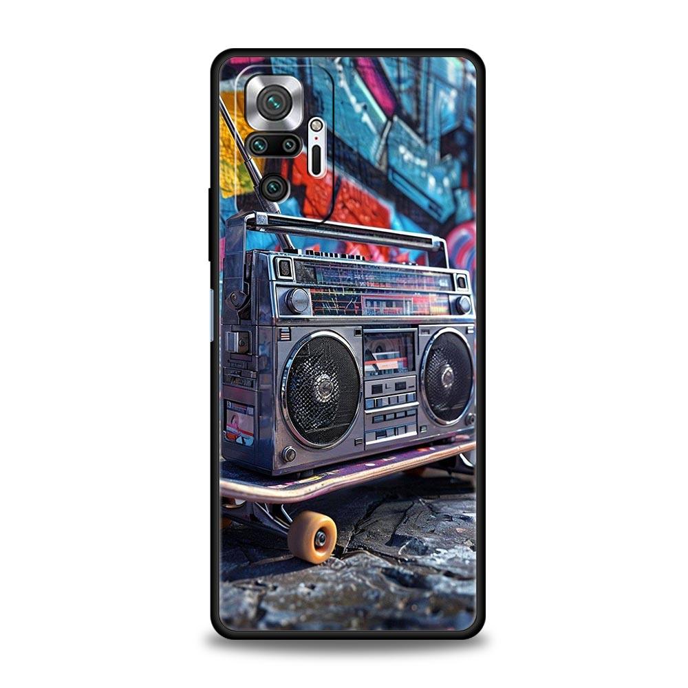 Retro Recording Device Phone Case Cover for Redmi 14C 10C Note 15 14 13 12 10 11 K40 Pro Plus 5G Soft TPU Shockproof Shell Funda