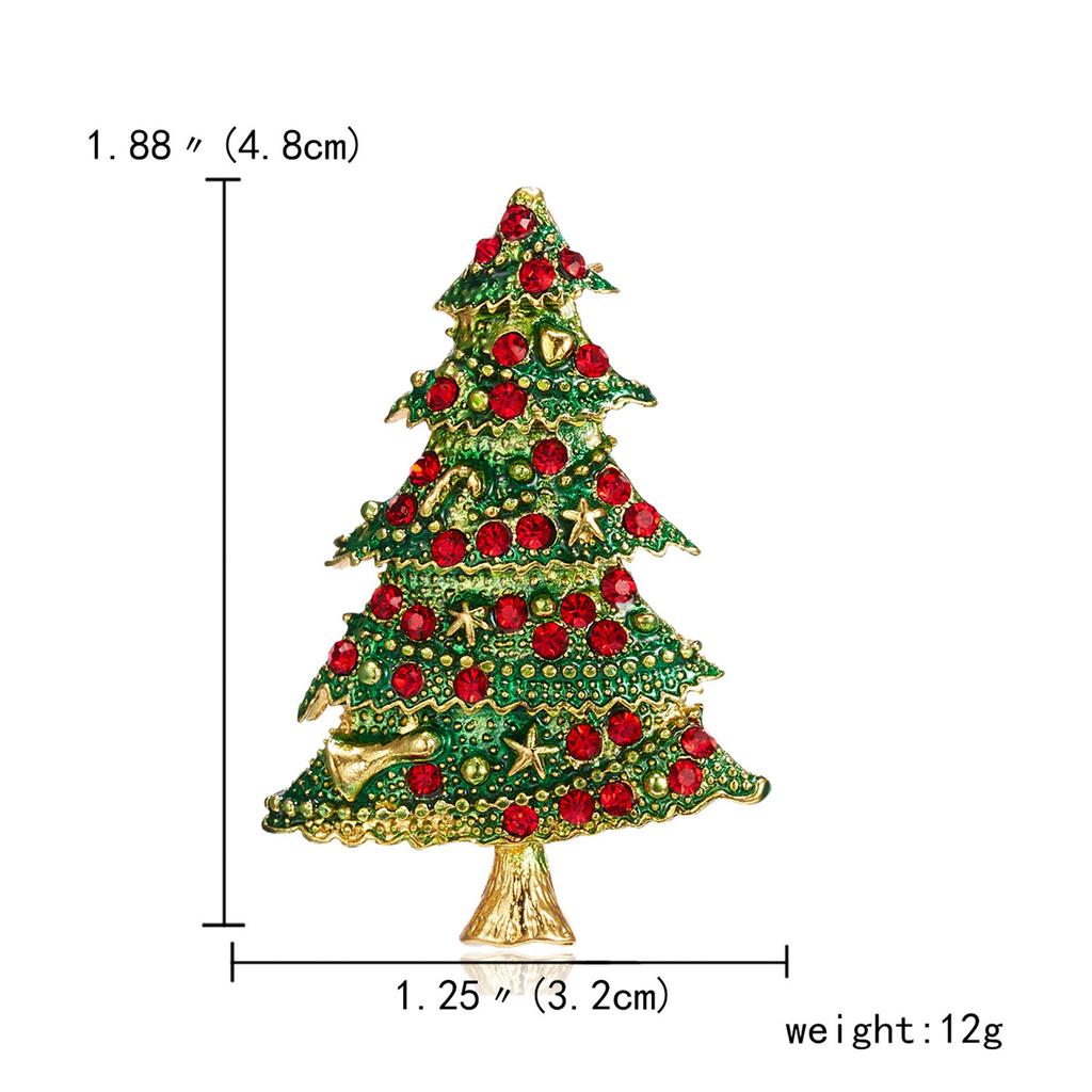 Rinhoo Green Enamel Christmas Tree Brooches For Women Vintage Colorful Rhinestone Xmas Tree Pins Fashion New Year Party Jewelry