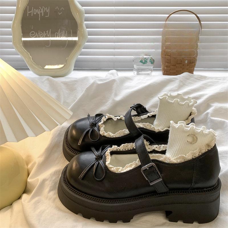 [Uncle Shoes] Lace Skirt with Retro Lolita Mary Jane Small Leather Shoes Women's Jk Summer New 2025 Japanese