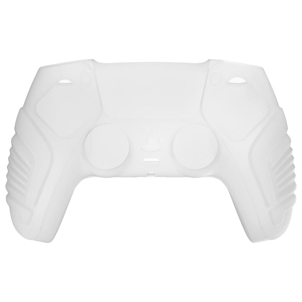 PlayVital Protective Case Cover for PS5 Rubber Protective Case for PS5 Wireless Soft Silicone Skin with Thumb Grip Caps Warrior Glow In the Dark Green