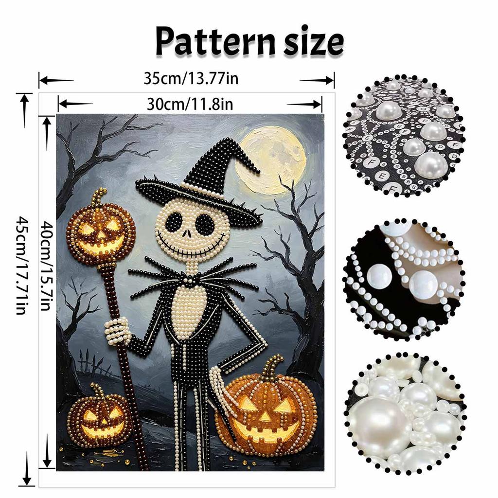 Halloween Jack Skellington Pumpkin Pearl Painting Art Kit Handmade Diy Home Decorations
