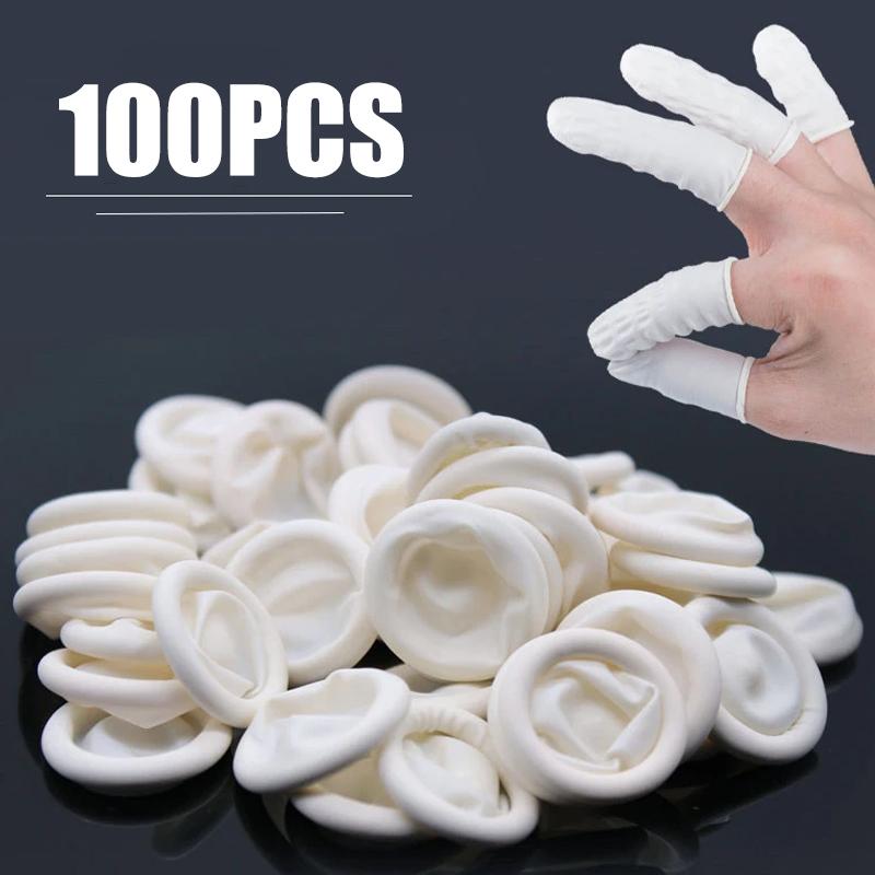 11-111pc Rubber Finger Protector Covers Fingertips Protector Gloves Disposable Latex Finger Cot Electronics Pottery Protect Tool