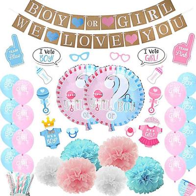 Gender Reveal Party Supplies Photo Props Blue Pink Balloon Flag Banner Balloon 