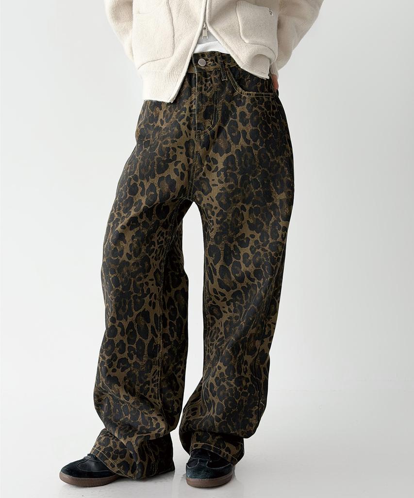 THE GREEN LAB Leopard Print Pants [Khaki Brown]