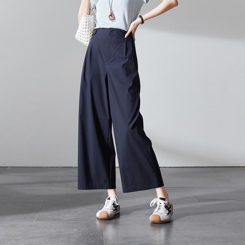SOFSIL 2026 Summer High-Waisted Silk Blend Wide-Leg Pants 27/M