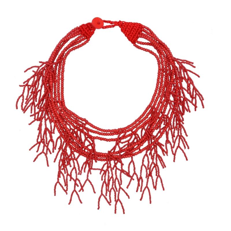 Handmade Multilayer Rice Beads Necklace Choker Necklace Jewelry For Women Skin Friendly Bohemian Dress Neck Wear