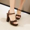 Leopard Bow Women Platform Sandals 11.5cm High Heel Summer Pumps Fashion Night Club Sandalias Party Wedding Lady Sandals WSH3928