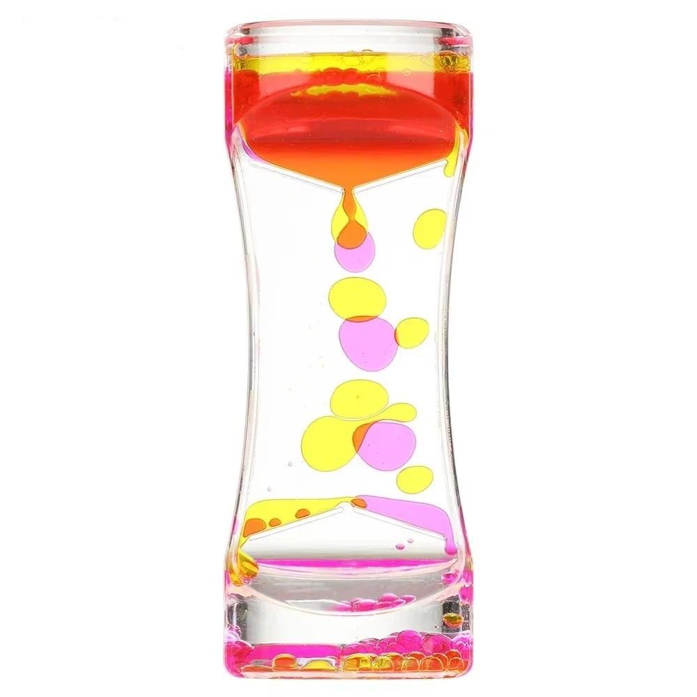 Double Colors Oil Hourglass Timer Acrylic Creative Floating Motion Bubble Timer Visual Oil Drop Process Oil Hourglass Kids Toy