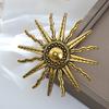 New Fashion Alloy Brooch Sun Star Design Lapel Pins Coat Suit Badge Safety Pin for Women Vintage Jewelry Accessory Gifts