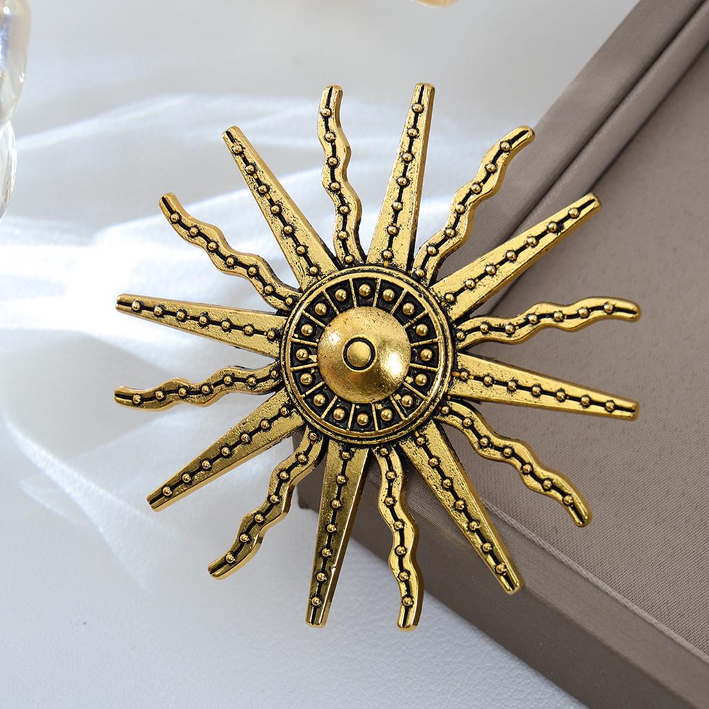 New Fashion Alloy Brooch Sun Star Design Lapel Pins Coat Suit Badge Safety Pin for Women Vintage Jewelry Accessory Gifts