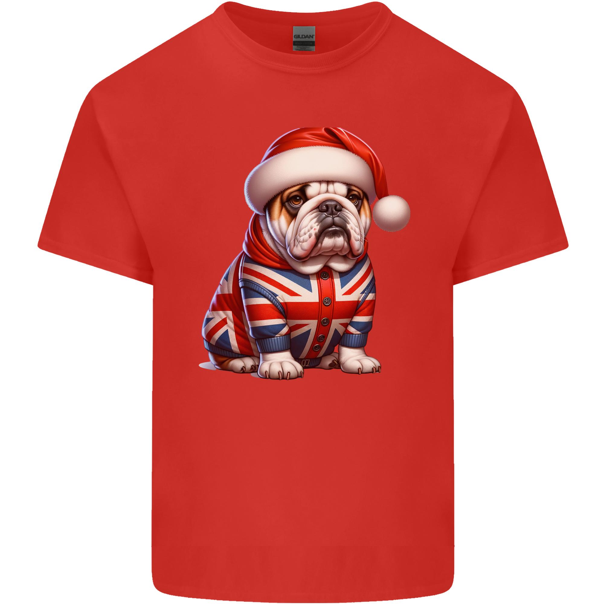 Christmas British Bulldog Union Jack Dog Xmas Unisexs Light Cotton TShirt S