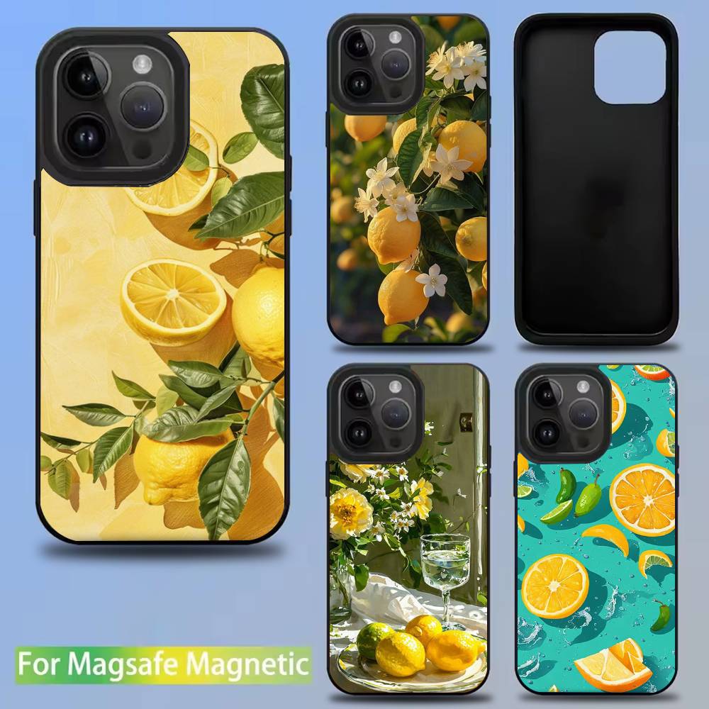 Fruit Lemon Art Phone Case For iPhone 17,16,15,14,13,12,11,Pro,Max,Plus,Mini,SE4,E Magnetic For Magsafe Wireless