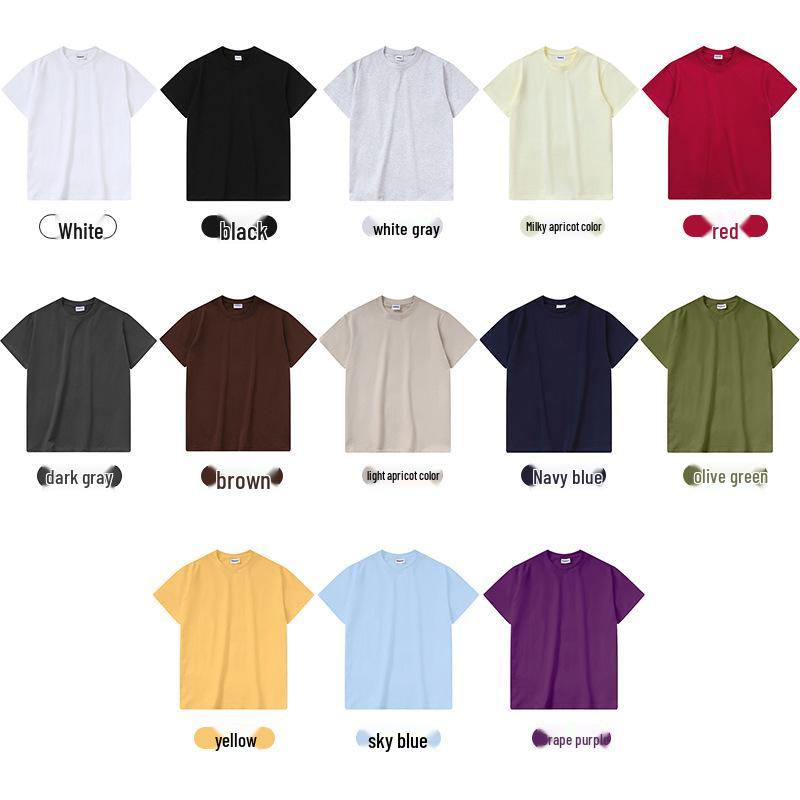 Custom Unisex Heavyweight Cotton Round Neck T-shirt with Short Sleeves and Logo Design