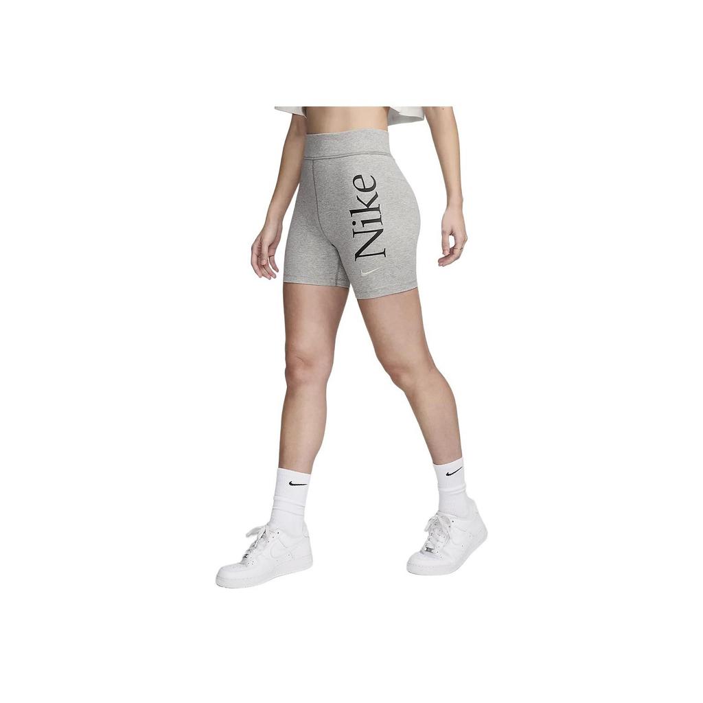 Nike Sportswear Classics Letter Print High Waist Cycling Casual Sports Shorts Women Shorts Gray FN3638-063