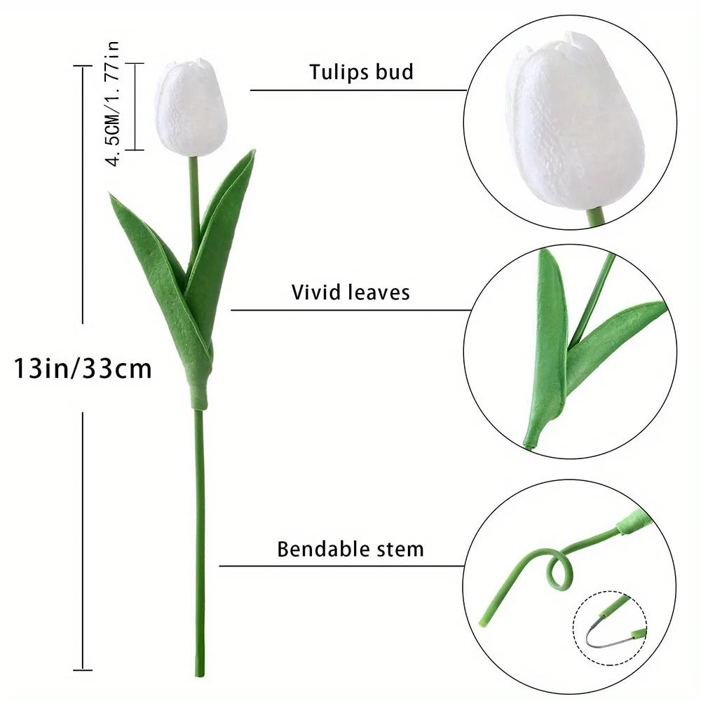 6/10pcs Artificial Tulip Flowers Home Decor Fake Flower Arrangements for Living Room Bedroom Desk Garden Decor