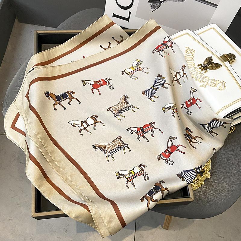 New Women Silk Printed Design Scarf For Women Fashion Neck Tie Hand Bag Foulard Wrist Kerchief Shawl Wraps Hajib Silk Scarves