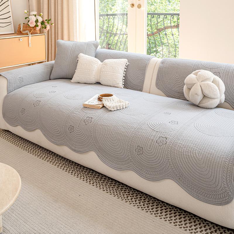 

Cream wind sofa cushion universal in all seasons 2025 new straight row summer seat cushion sub-cover cloth towel fixed non-slip cover 70*70cm