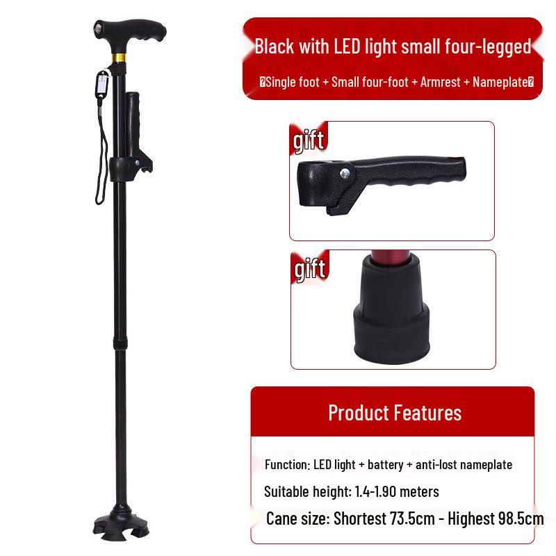 Yunxiang Retractable Non-slip Aluminum Walking Cane with LED Light