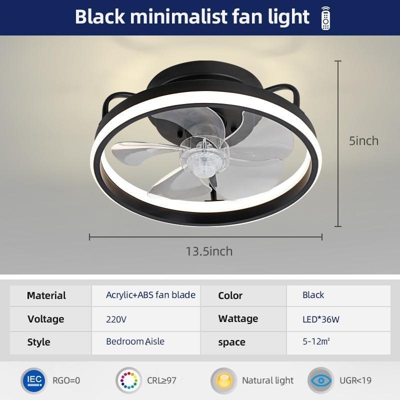 13.5inchs Minimalist Ceiling Fan With Light Household Small Electric Ceiling Fan Light Toilet/Kitchen DC Motor Fan Lamp