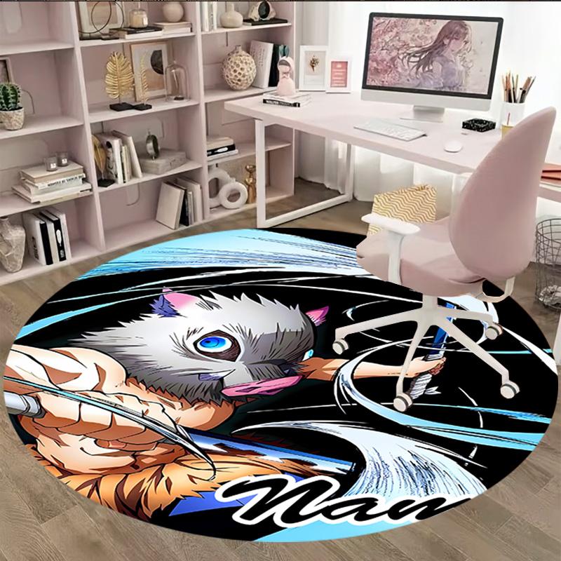 Customizable Demon Slayer6 Round Non-Slip Carpet - Ideal for Garden, Picnic, Office, Perfect for Decoration, Suitable For All Seasons