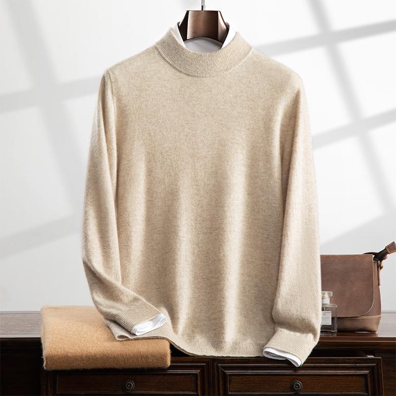 Men's Cashmere Half-High Neck Business Casual Sweater - Long Sleeve Autumn/Winter Knitwear