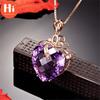 Hi Elegant Love Herz Wassertropfenförmiger Anhänger Amethyst Halskette für Frauen Mädchen Edelstein Box Kette Chocker Braut Hochzeiten Schmuck Weihnachtsgeschenke