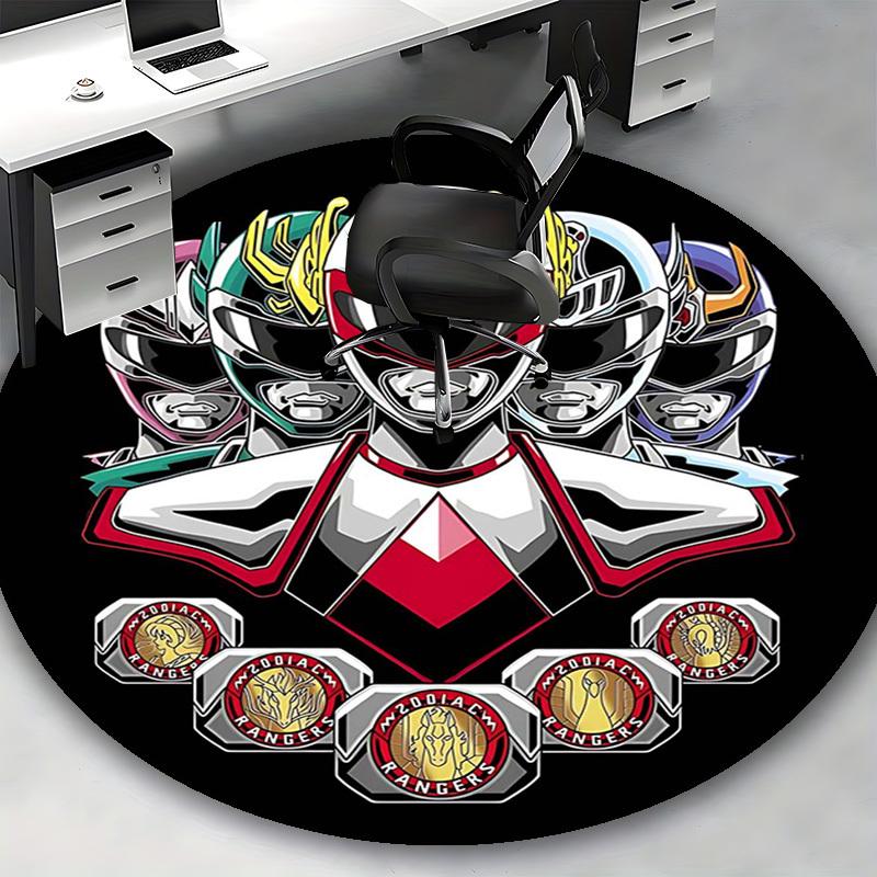 1pc Power Rangers Zodiac Ranger Round Carpet - Anime Design Office Chair Mat