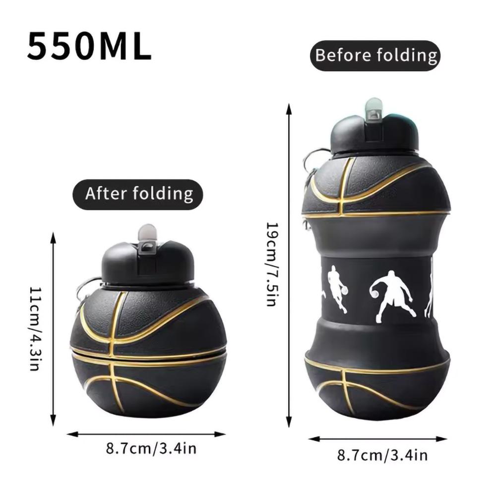 

550ml Fold Water Bottle Spherical Silicone Folding Cup Camping Cups Mug Outdoor Sports Basketball Football Tennis School Leakpro