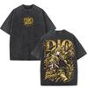 T-Shirt Estiva 2026 JoJo DIO Brando Stampa Double Sided, Cotone Lavato Vintage Vestibilità Larga Casual Oversize per Adulti Y2K