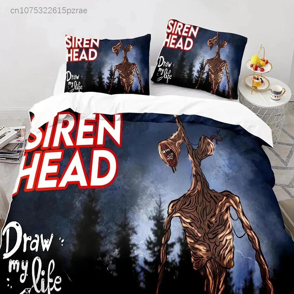Sada povlečení Siren Head Jednolůžko Twin Tištěná Sada na postel s povlakem na polštář Povlak na přikrývku Měkké Velikost Queen King Ložní prádlo Domácí Dospělí Kluci