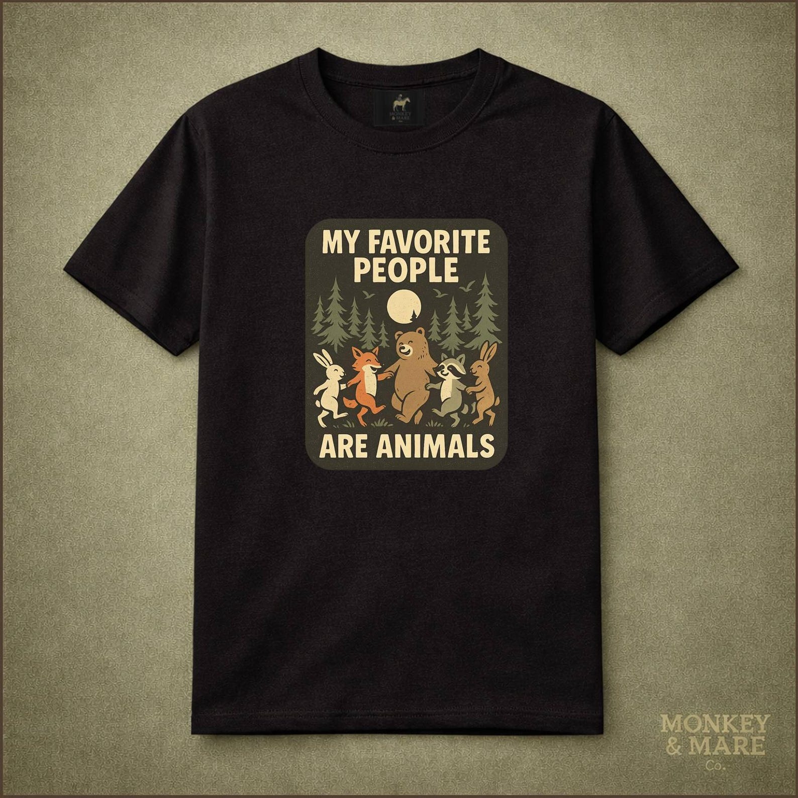Woodland Animals Shirt, My Favorite People Are Animals, Funny Introvert Nature Tee S