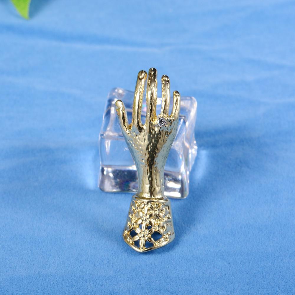 Blucome Broșe de modă în formă de mână de culoare argintie pentru guler pentru haine Clip Femei Bărbați Broșă suvenir de călătorie