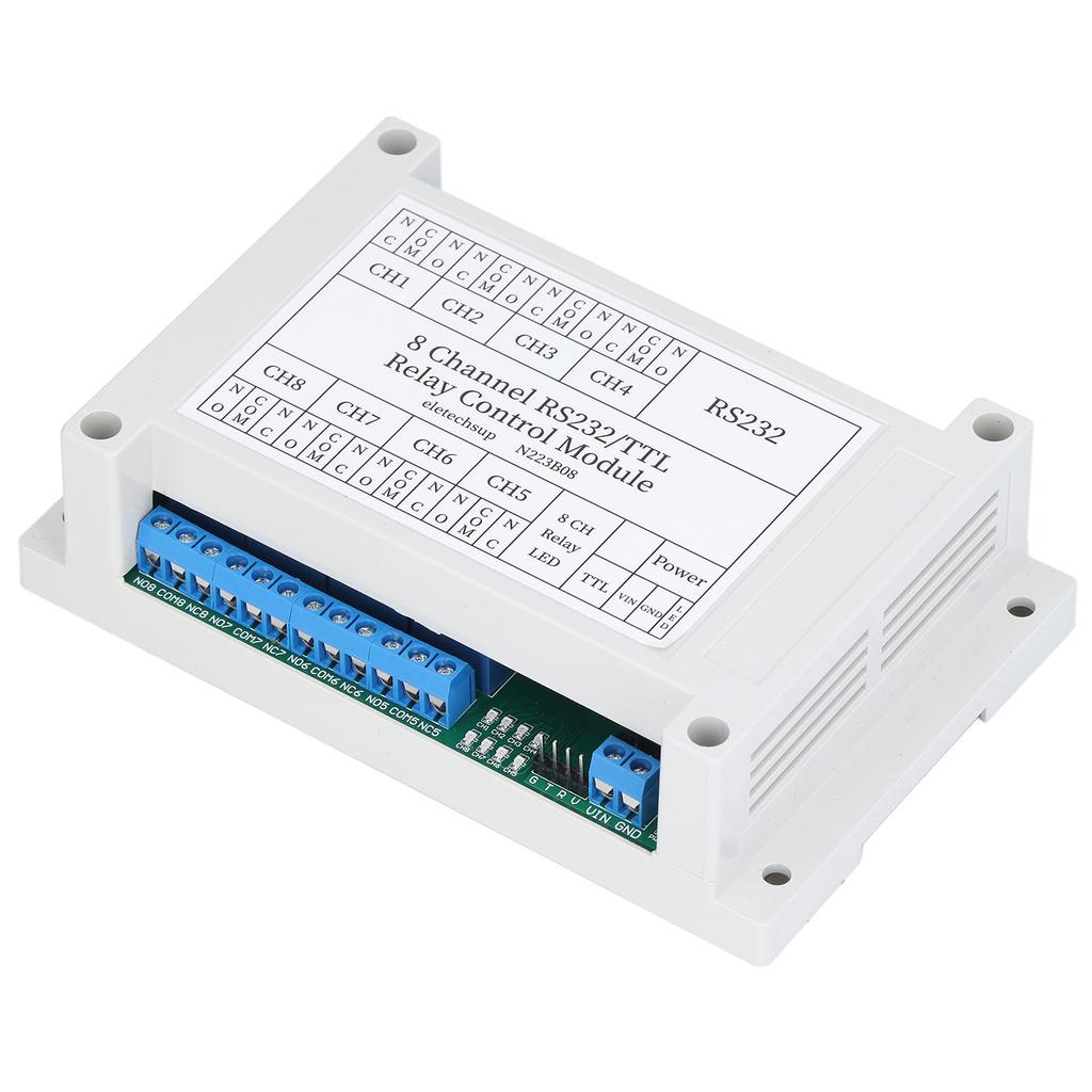 N223B08 8CH DC 12V RS232 Relay Module Serial Port Remote Control Switch Board with LEDWith Shell