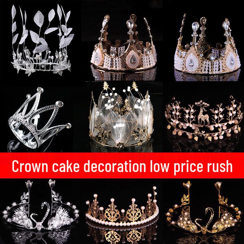 

Прикраса для торта та головний убір «Перлова корона» для днів народження Wine red, gold mini crown