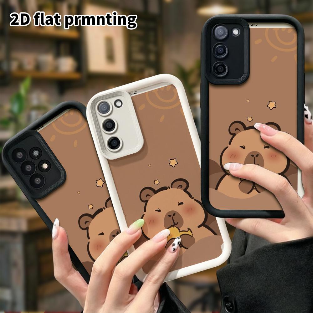 Phone Case: 2D Flat Samsung Galaxy A34 A35 M05 M06 S20 S22 S21 FE Plus 5G Step Protection Case, Hugging Little Yellow Duck Capybara, Christmas and Hal