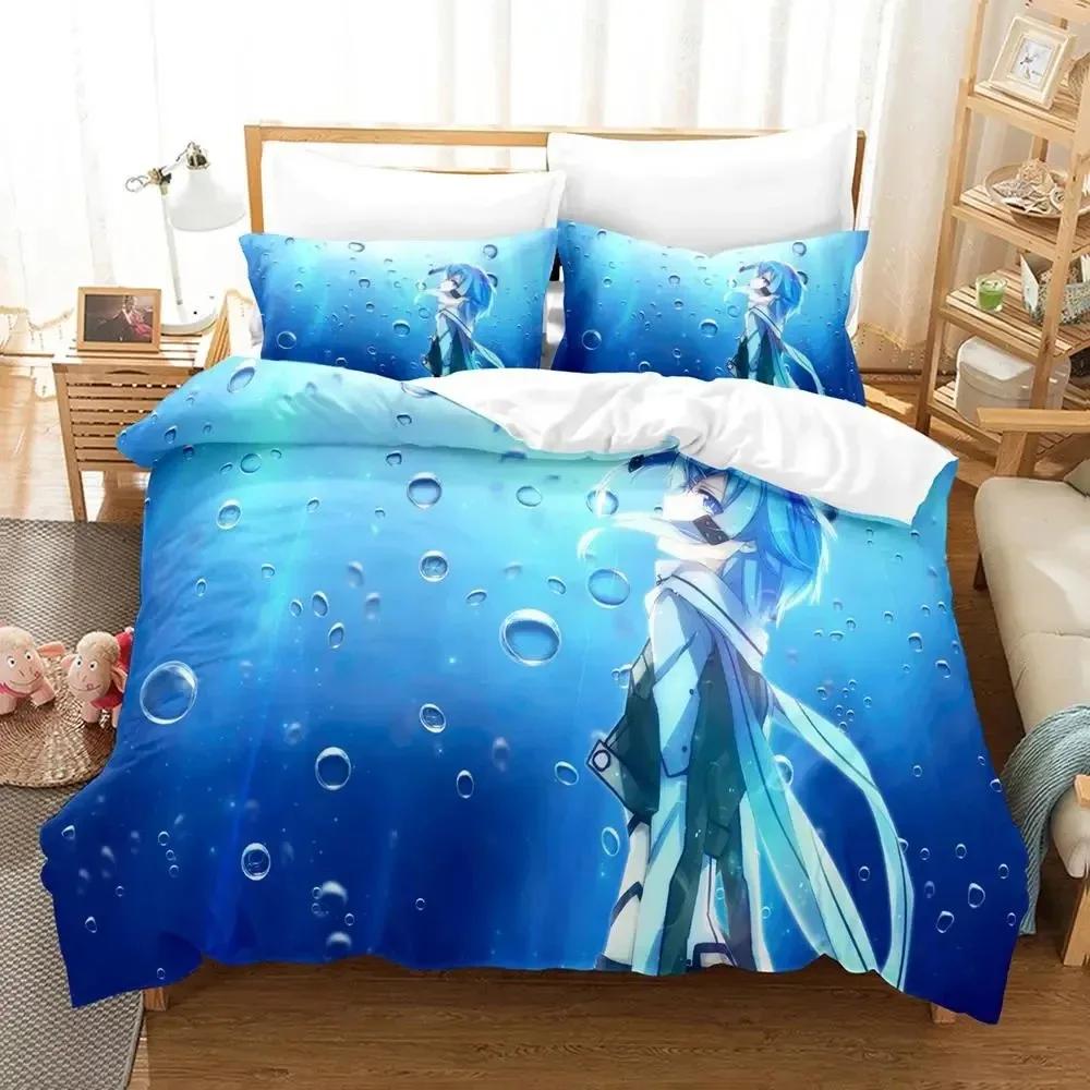 Anime Asada Shino Sword Art Online Bedding Set Duvet Cover Bed Set Quilt Cover Pillowcase Comforter King Queen Size Boys Adult