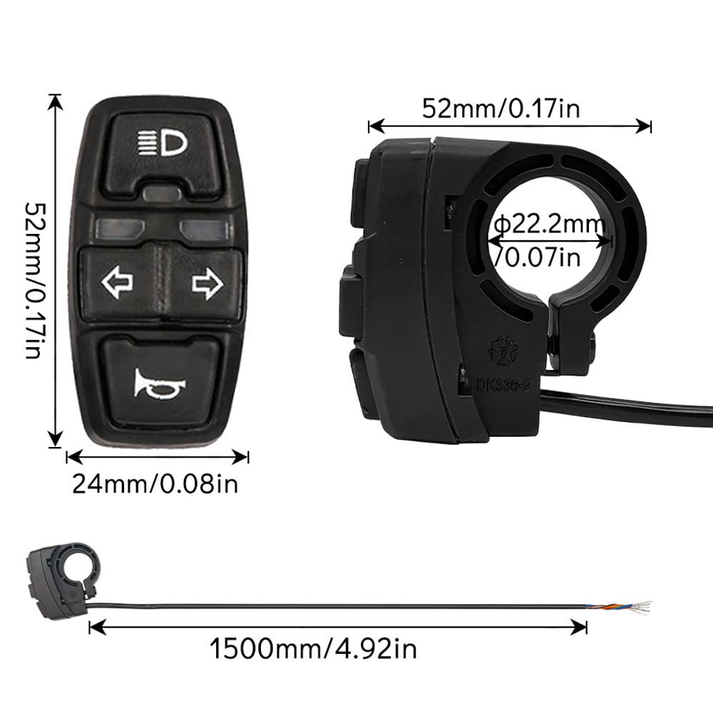 Switch,Yueou 3 in 1 Electric Motorcycle Scooter Switch Headlight Turn Signal Horn Switch 36V/48V