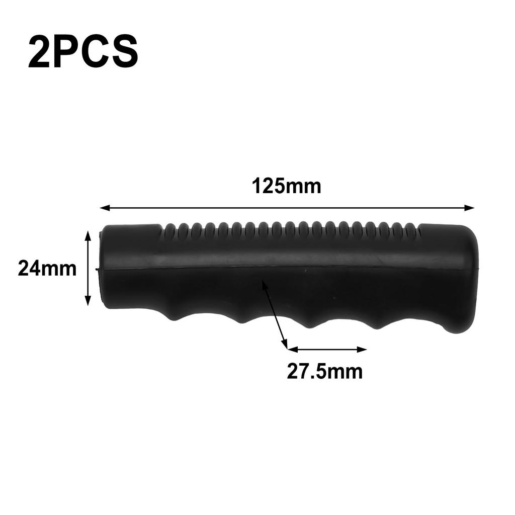 2 Pieces Black Rubber Handles for Wheelbarrow Tubes Designed for 25mm Diameter Offering Non Slip Grip and Long Lasting Use
