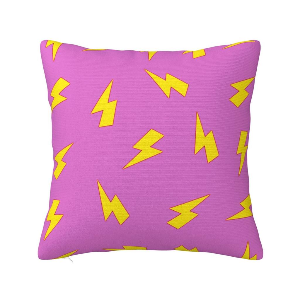 Gelbe Blitze auf rotem Blitzmuster Quadratischer Kissenbezug Kissenbezug Kissenbezug Dekokissenbezug für Zuhause Auto