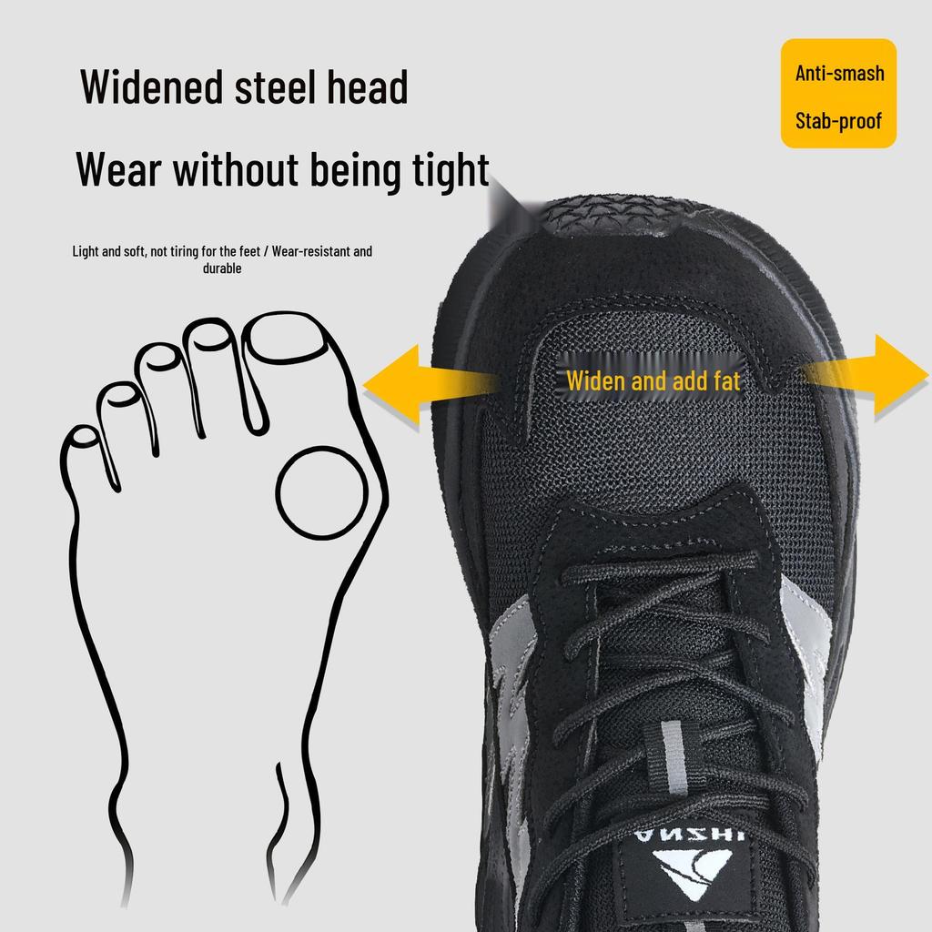 Anzhi 2026 Heren Euro Standaard Veiligheidsschoenen met Brede Neus: Lichtgewicht, Anti-Verplettering, Anti-Doorboring, Antislip voor Bouwplaatsen.