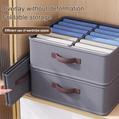 1/2pcs Large Non-Woven Fabric Storage Bins with Lids - Foldable Closet Organizer for Clothes, Jeans, Underwear-Easy Installation