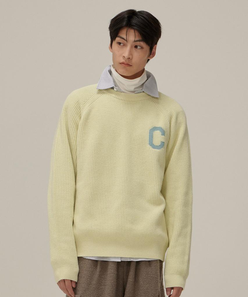 COVERNAT Middle C Logo Crewneck Knit Light Yellow