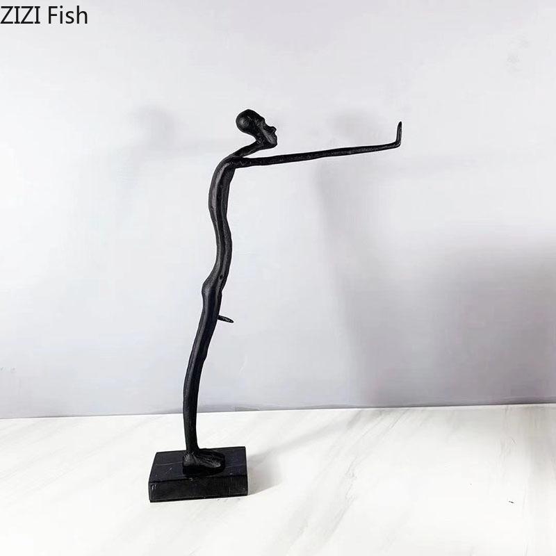 Abstract Standing Character Statue Handicrafts Desk Decoration Creative Ornaments Figures Metal Sculpture Room Aesthetic Decor