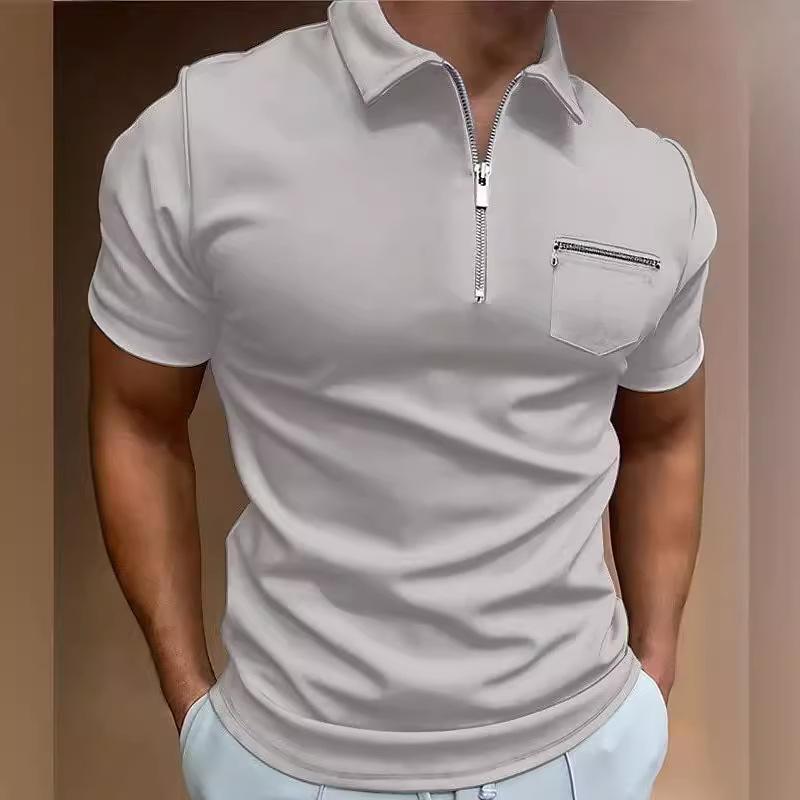 Summer Men's Button Pocket Henley Collar Sports Polo Shirt